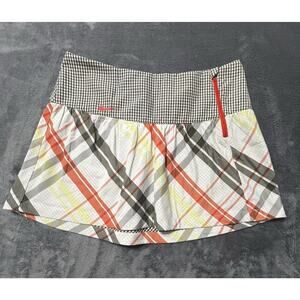Nike Dri Fit Golf Skirt Womens Size 10 Plaid Yellow, Orange, &Cream